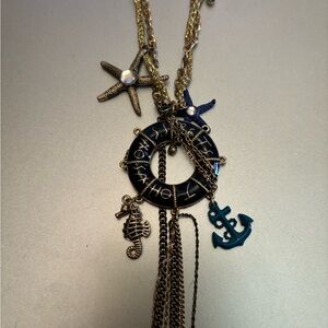 Betsey Johnson retired, nautical necklace, starfish, anchor, seahorse, charms